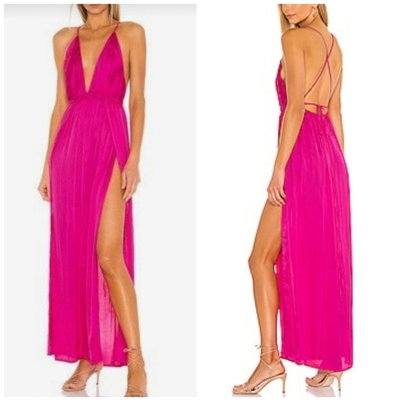 Indah | Revolve River Maxi Dress in Radish Pink - Picture 1 of 8